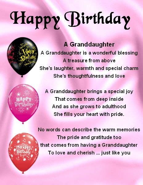 The 59 best Granddaughter Gifts images on Pinterest | Birthday design, Poem and Poems