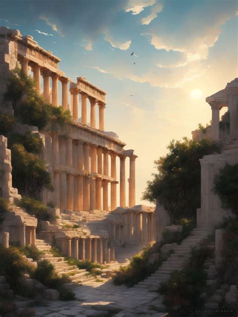 Hursty: fantasy awesome intricate greek city scene, white ancient greek ...