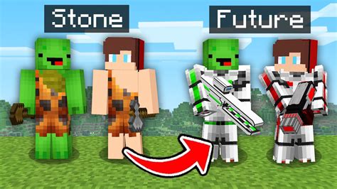 JJ and Mikey from STONE to FUTURE in Minecraft - Maizen - YouTube