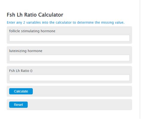 Fsh Lh Ratio Calculator - Calculator Academy