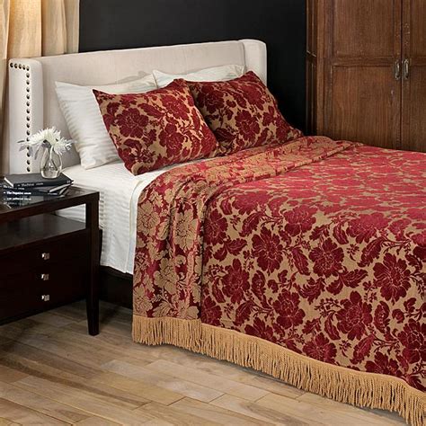 Burgundy Floral Chenille King-size Coverlet Set - Free Shipping Today ...