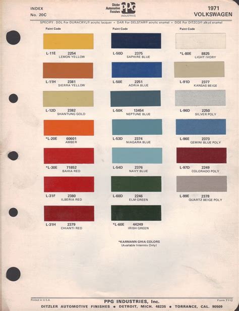 Paint Chips for Your 1971 Volkswagen VW Bus