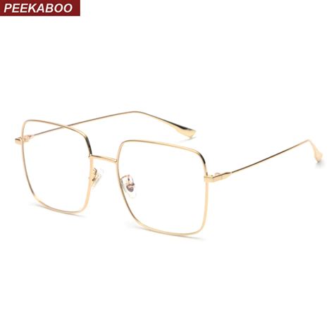 Peekaboo women optical glasses frame men square gold metal high quality ...