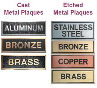 Metal Plaques | Cast Metal | Etched Plaques - Orange County Signs