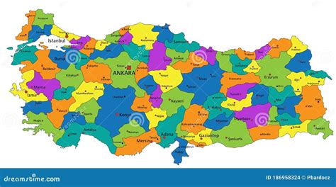 Turkey - Political Map, Red Country Shape, Borders Royalty-Free ...