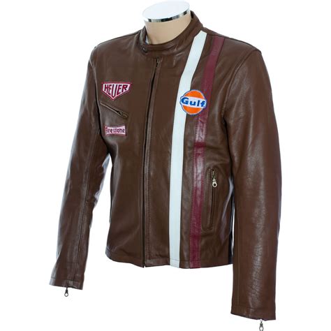 Steve McQueen Gulf Heuer Brown Leather Jacket