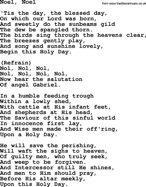 Catholic Hymns, Song: Noel, Noel - lyrics and PDF