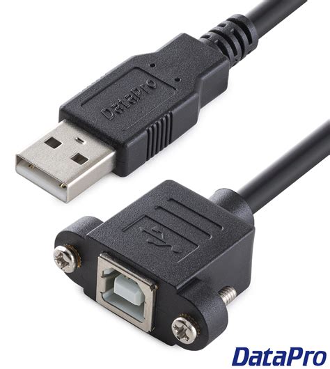 USB Panel Mount B to A Cable -- DataPro