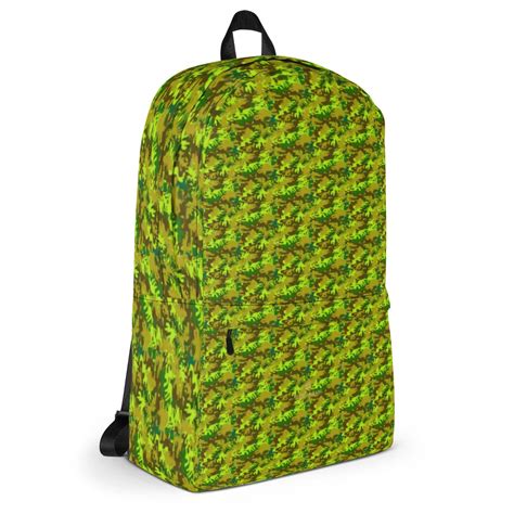 Bright Green Camo Backpack, Camouflage Designer Luggage Travel Bag ...