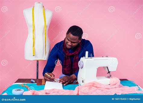 African American Man Tailor Seamstress Workshop Stylish Male Model ...