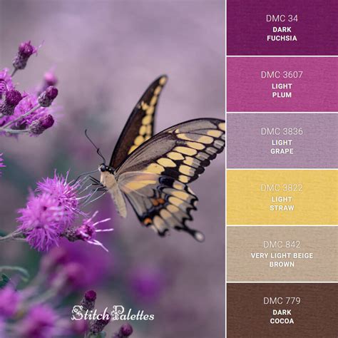 Brown And Yellow Butterfly - Embroidery Color Palette (With Thread Codes)