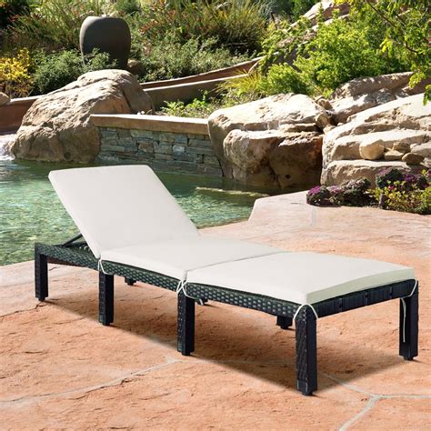 enyopro Outdoor Rattan Wicker Lounge Chair, Adjustable Reclining ...