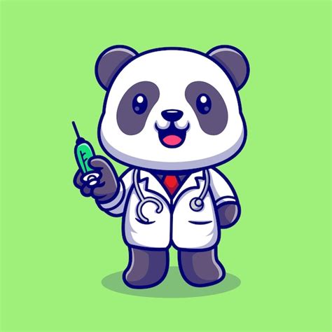 Free Vector | Cute Panda Doctor With Syringe Cartoon Vector Icon ...