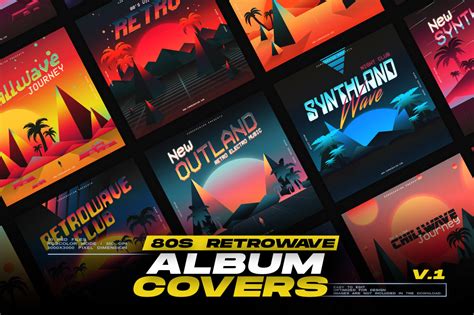 80s Retro Album Cover Design Bundle on Yellow Images Creative Store