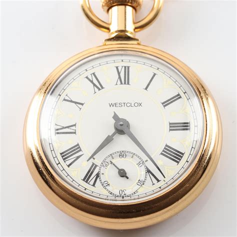 Gold Tone Westclox "The Conductor" Pocket Watch with Engraved Train | EBTH