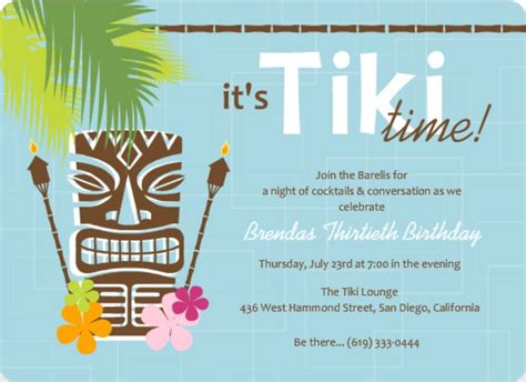 Tiki Party Invitations Wording