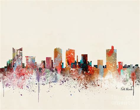 Fort Worth Skyline Painting by Bri Buckley - Fine Art America