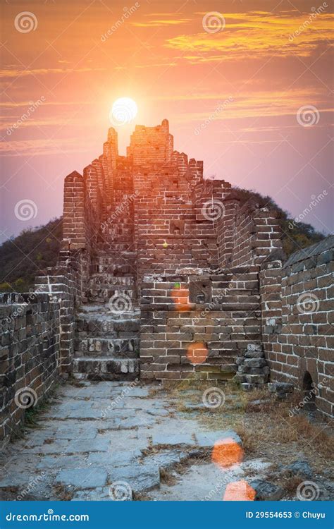 The great wall in sunrise stock image. Image of peking - 29554653