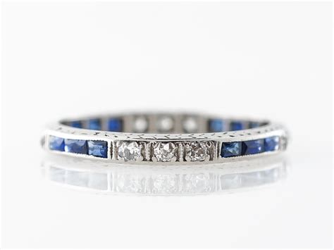 Vintage Diamond & Sapphire Eternity Band in Platinum - Filigree Jewelers