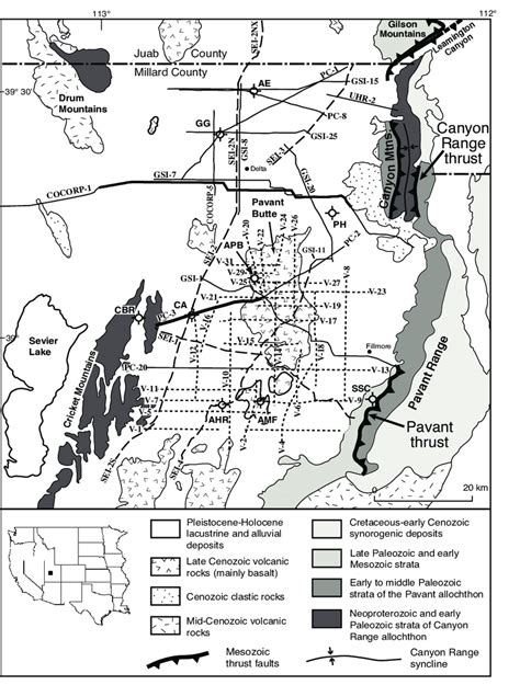 Generalized map of the Sevier Desert basin of west-central Utah,... | Download Scientific Diagram