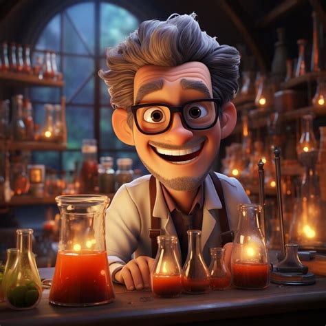 Premium AI Image | Cartoon illustration of chemist in laboratory