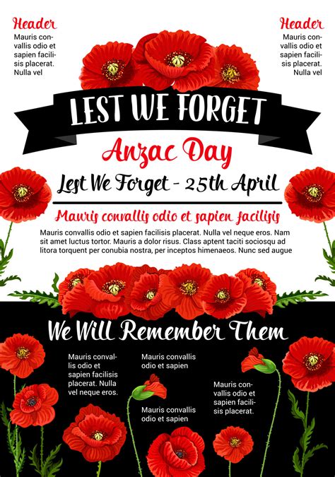 Anzac Day Lest We Forget 25 April vector poster 13173127 Vector Art at ...