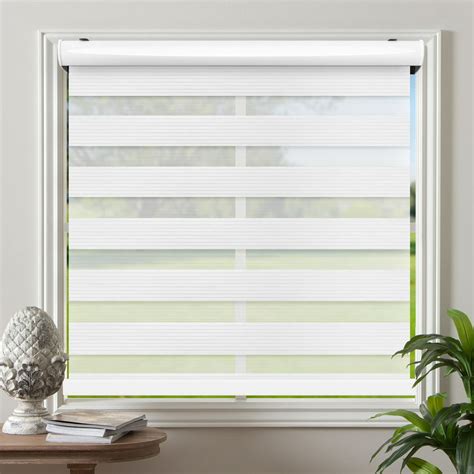 Biltek Cordless Zebra Roller Blinds Sheer Shades / Free-Stop Combi Blinds, Dual Layer, Sheer or ...