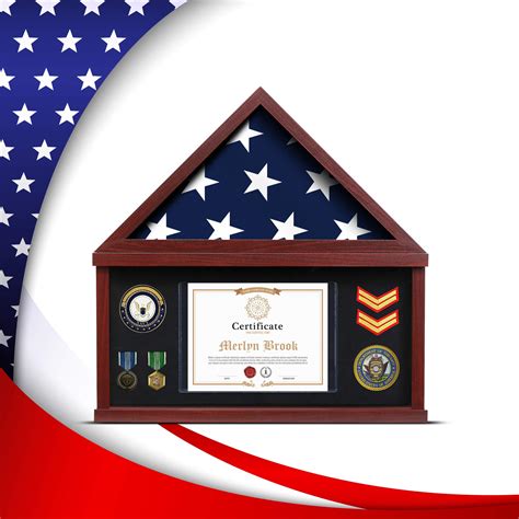 flybold Flag Display Case Large Military Shadow Box Burial Memorial Funeral Flag Display Frame ...