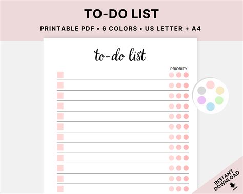 Printable to Do List, to Do Checklist, to Do List Template ...