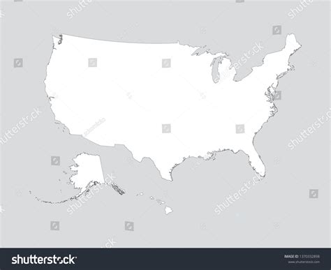 White Outline Map of the United States of - Royalty Free Stock Vector ...