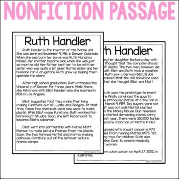 Ruth Handler Biography Pack Distance Learning by A Page Out of History