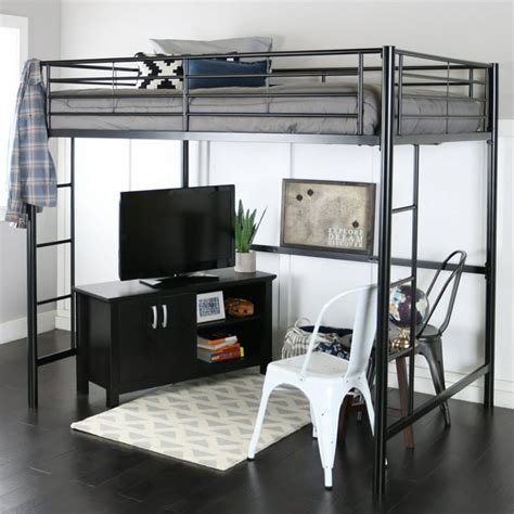 Walker Edison Full Size Premium Metal Loft Bed - Black - Walmart.com - Walmart.com