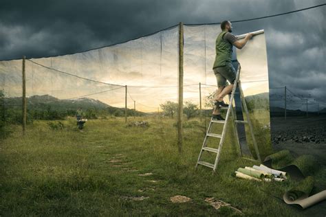 Wallpaper : nature, landscape, Photoshop, digital art, surreal, Erik Johansson, men, ladder ...