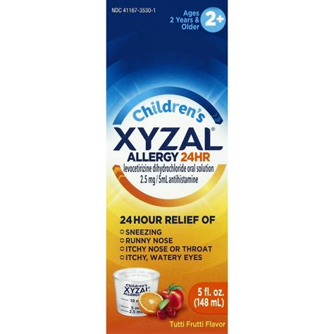 Xyzal Children's Allergy 24HR Oral Solution (5 Oz), Allergy Relief ...