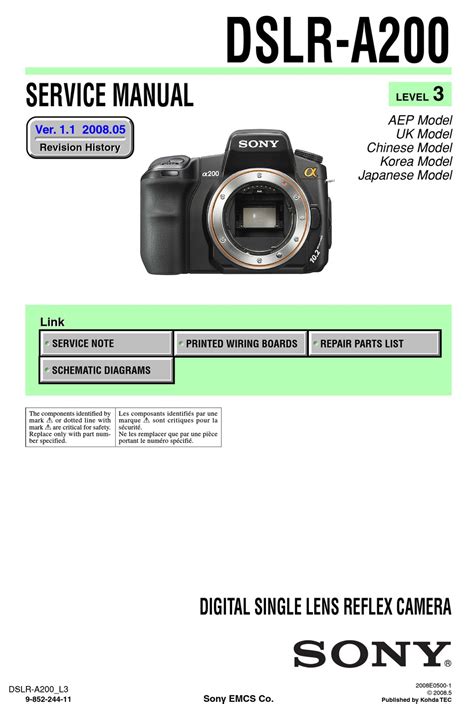 SONY DSLR-A200 SERVICE MANUAL Pdf Download | ManualsLib