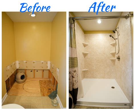 before and after pictures of a bathroom remodel