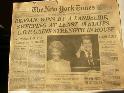 Ronald Reagan 'Landslide" NYTimes front section 11/7/84 -- Antique Price Guide Details Page