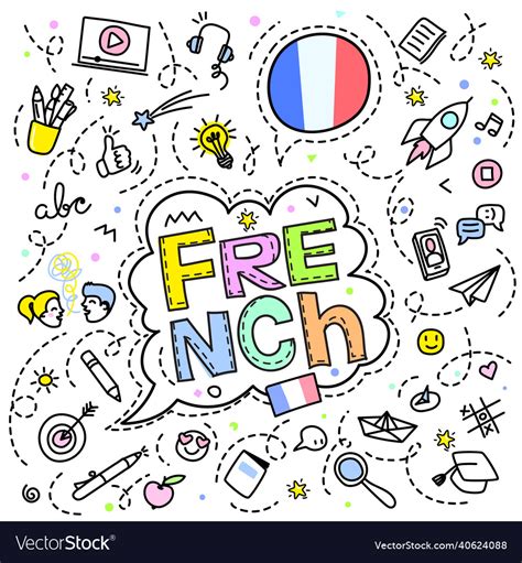 Concept of traveling french flag with line art Vector Image