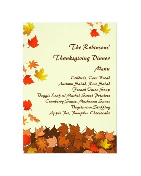 Thanksgiving Menu Free Template