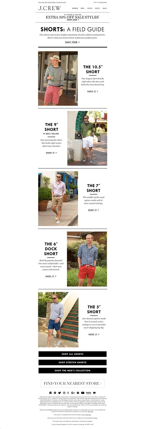 That's a whole lotta social buttons to fit into this email footer, but J. Crew pulls it off with ...