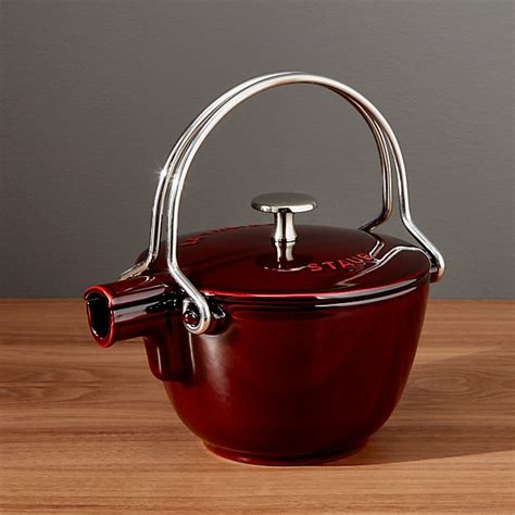 Staub Red Cast Iron Tea Kettle | Crate and Barrel