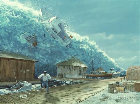 Tsunami Drawing by Chris Butler and Photo Researchers