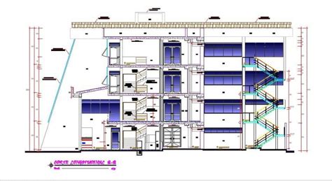 Longitudinal sectional details of regional office building dwg file ...