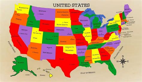 The Map Of The United States Of America With Capitals - Carla Cosette