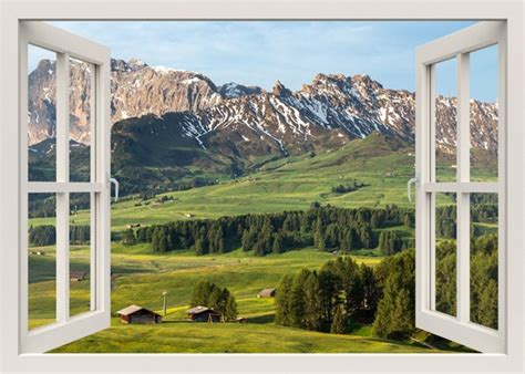 Mountains View Wall Decal 3d Window Wall Decal Mountain View | Etsy