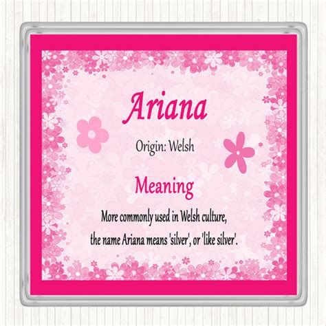 Ariana Name Meaning Drinks Mat Coaster Pink - The Card Zoo