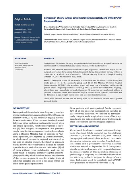 (PDF) Comparison of early surgical outcomes following anoplasty and ...