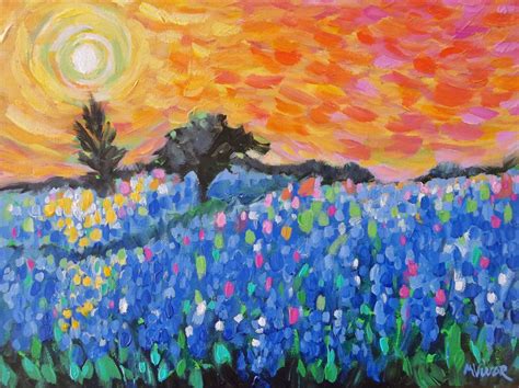 Texas Bluebonnet painting art original impressionist landscape painting in 2024 | Art painting ...