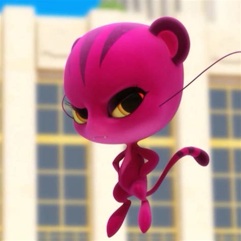 an animated pink cat is flying in the air with its tail extended and ...