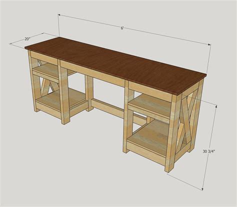 Farmhouse Desk Plans With Pictures double Shelf - Etsy